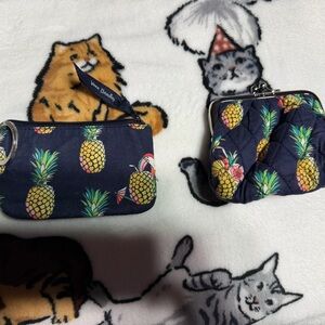 Vera Bradley Navy Pineapple Coin Purse and Wristlet Set